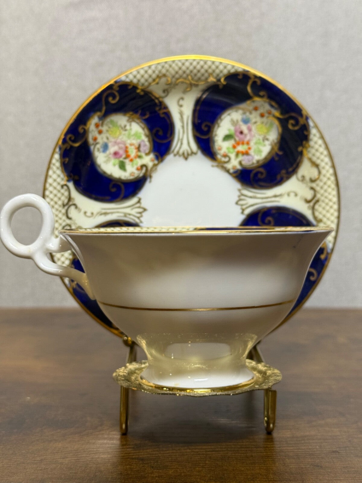 Vintage Fenton Regent Bone China Tea Cup & Saucer Hand Painted Made in England