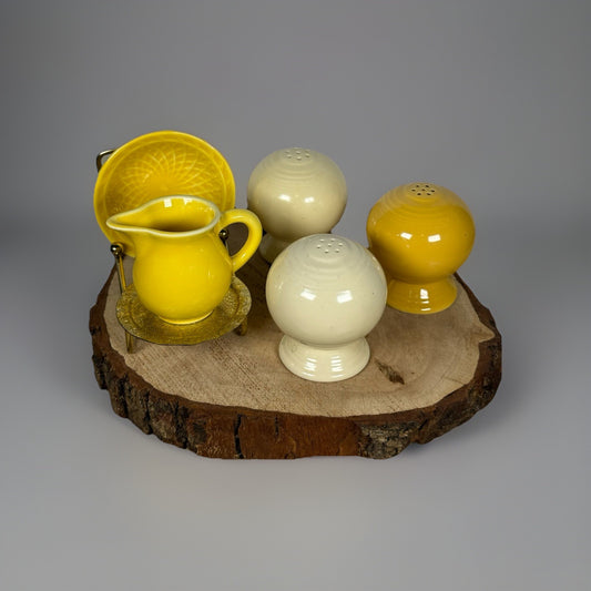 Vintage Homer Laughlin Harlequin Yellow Mini Creamer & Dish Set