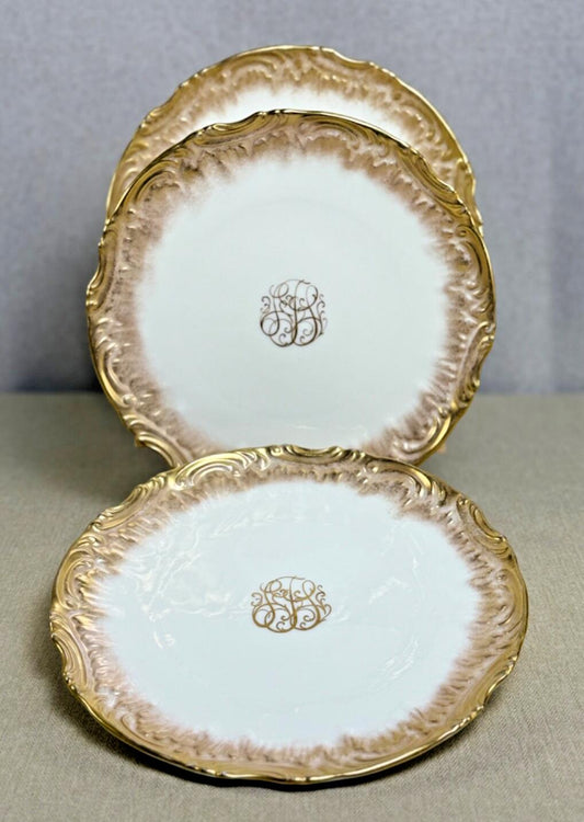 SALE! Rare Antique Belleek Willets Gold Hand painted Limoges China Dinner Plates