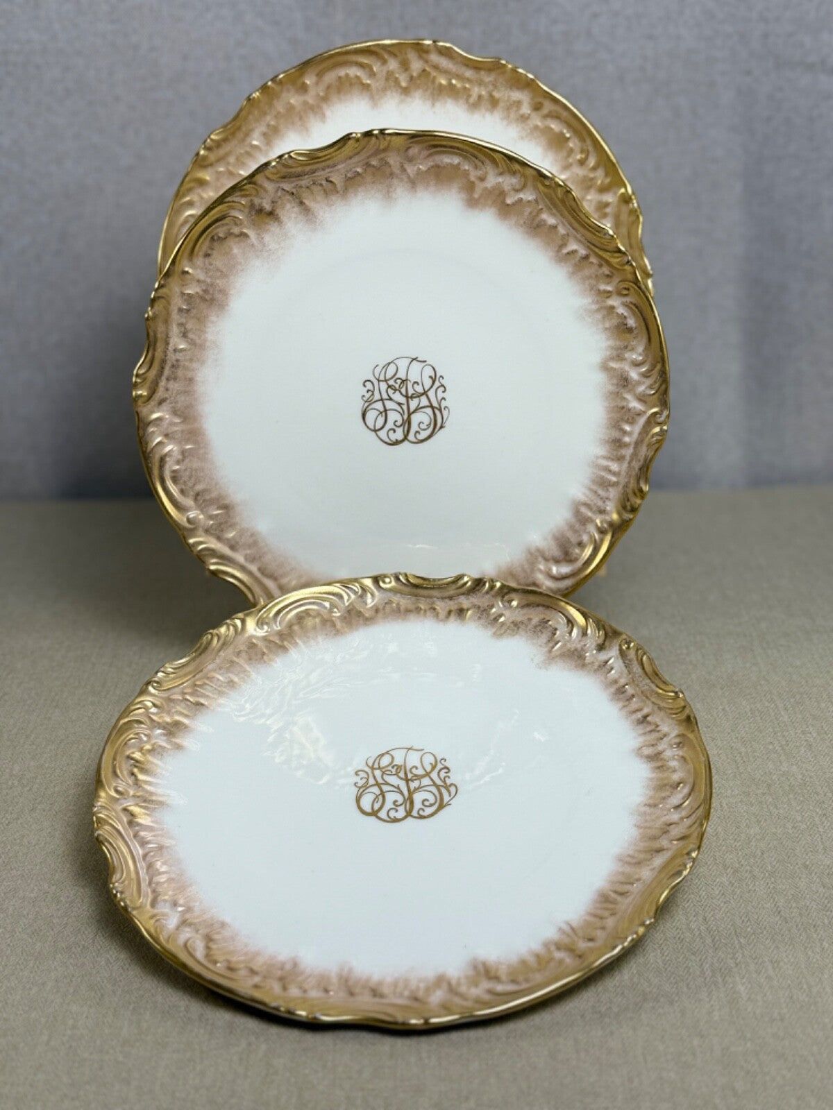 SALE! Rare Antique Belleek Willets Gold Hand painted Limoges China Dinner Plates