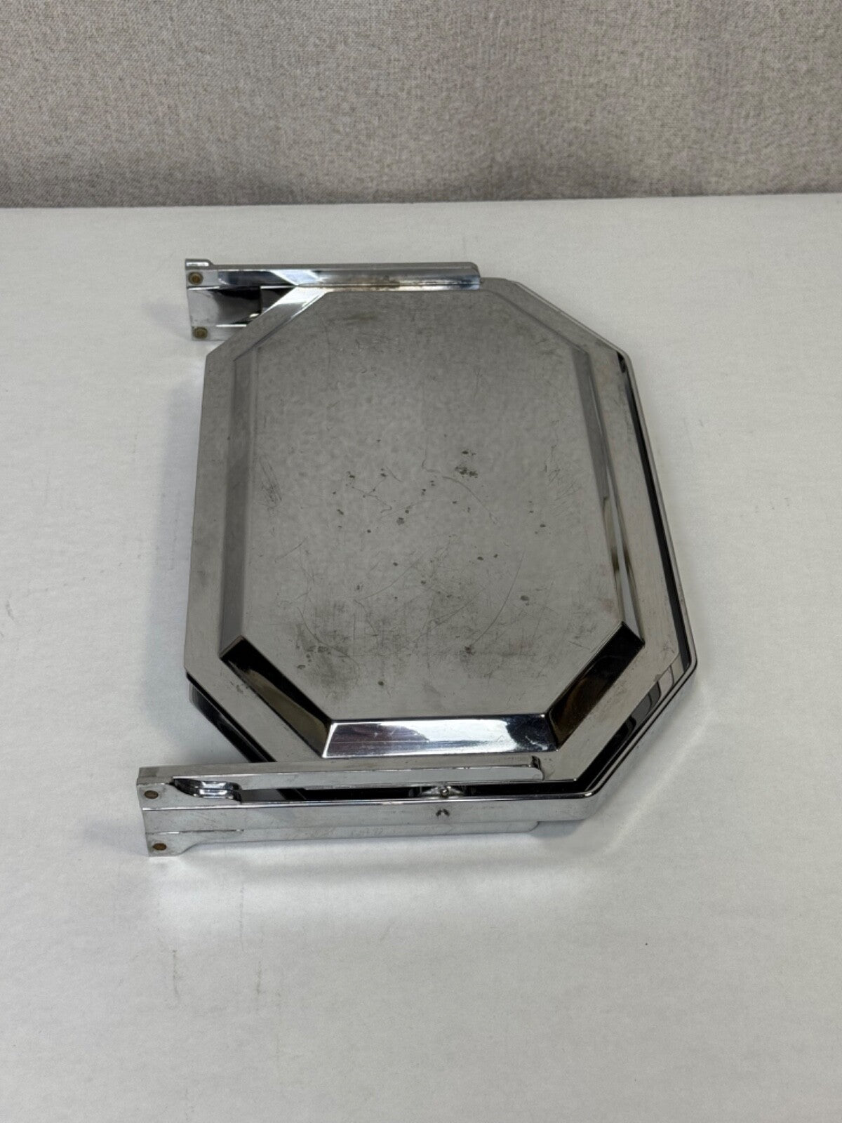 Vtg Chase Art Deco Folding 3 Section Tiered Chrome Tray - Entertaining Decor