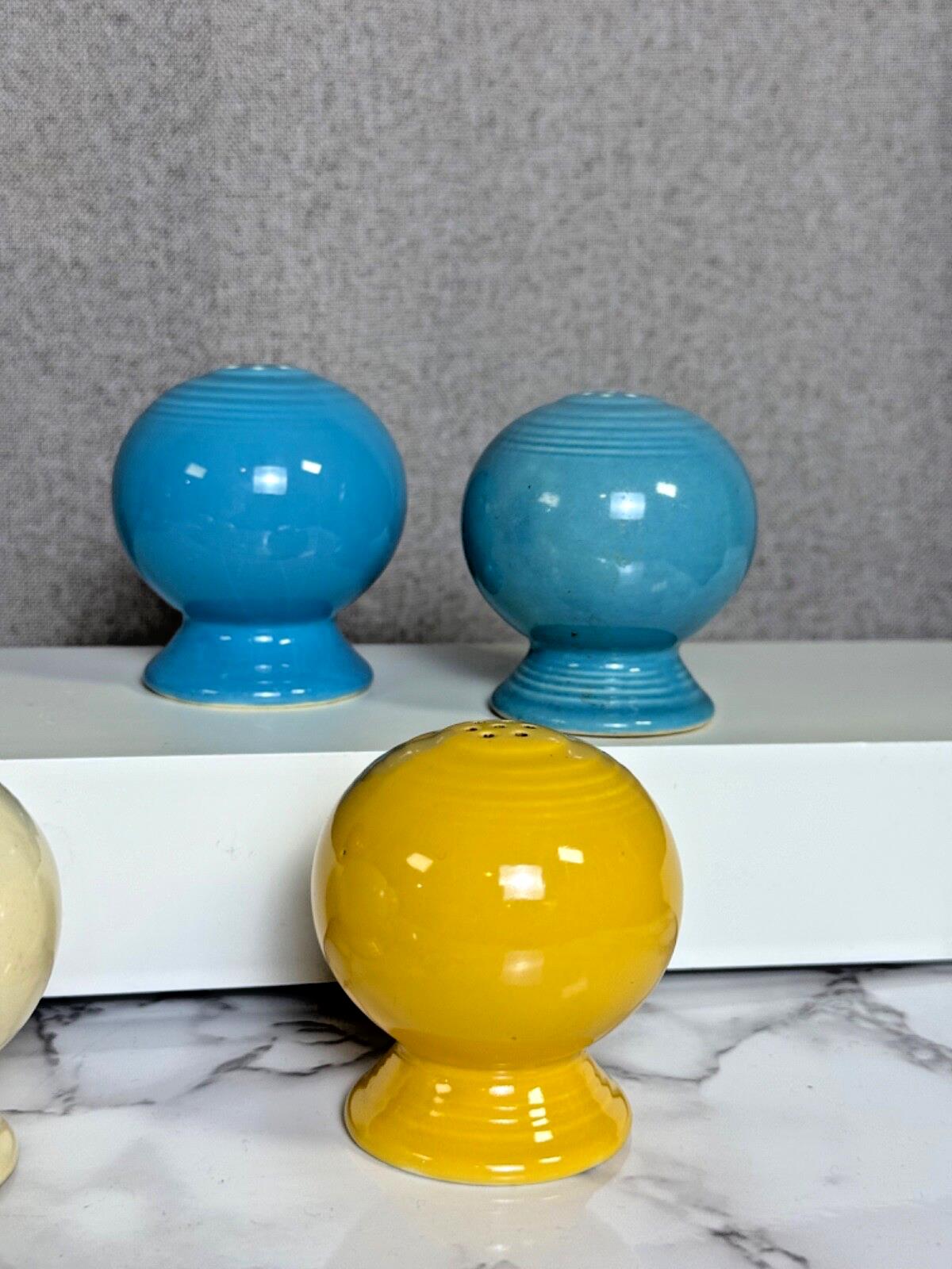 Vintage Fiesta Ware Salt & Pepper Shakers Lot of 6 - Ivory, Yellow, Rose, Blue